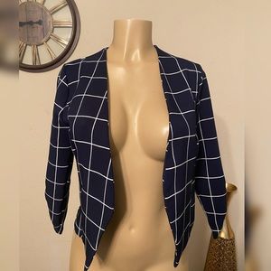 Papaya - 3/4 Sleeves Plaid Blazer